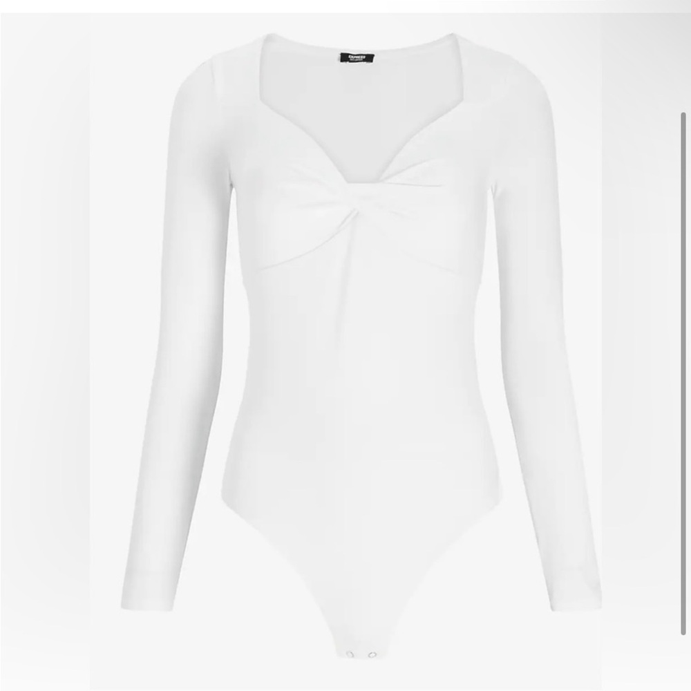 Express Body Contour Silky Twist Front Thong Bodysuit - Picture 2 of 10